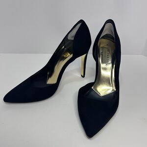 Ted Baker London Shoes Heel Black Gold Suede Womens US Size 6